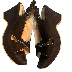 Sundance Suede Peep Toe Wedge Sandal